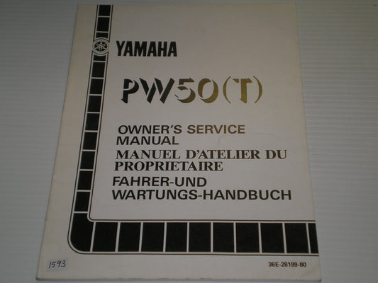 YAMAHA PW50 T  Zinger  1987 Owner's Service Manual  36E-28199-80  #1593