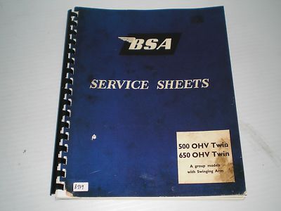 BSA A7 A10 A7 A50 A65 C10 C11 C12 MCR1 MCR2 500 / 650 cc Twin A B & M Group Models - Compellation of Service Sheets  #E44