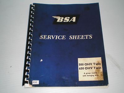 BSA A7 A10 A7 A50 A65 C10 C11 C12 MCR1 MCR2 500 / 650 cc Twin A B & M Group Models - Compellation of Service Sheets #E44