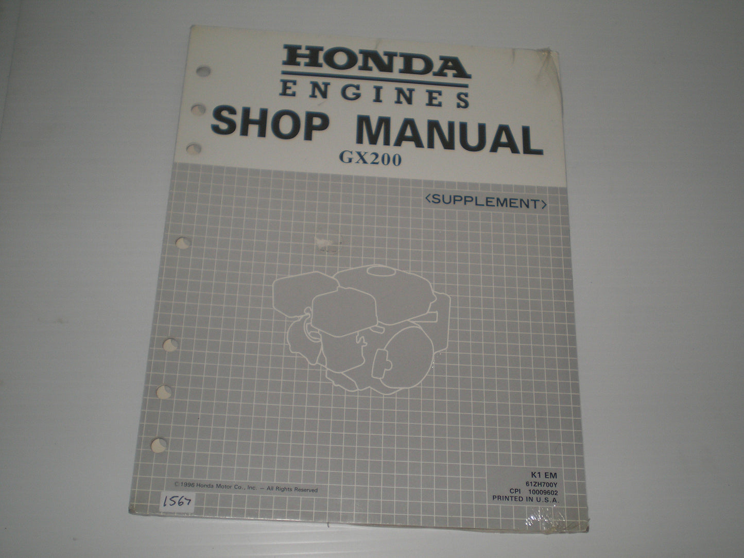 HONDA GX200 1996  Engine  Service Manual Supplement  61ZH700Y  10009602  #1567