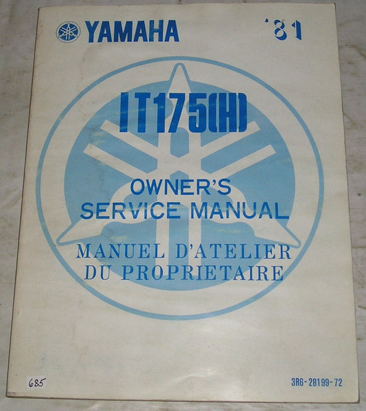 YAMAHA IT175 (G) I980 Owner's Service Manual 3R6-28199-70 #685