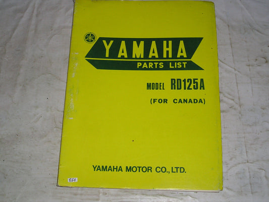 YAMAHA RD125 A  1974  Parts List / Catalogue  489-28198-HO  #854