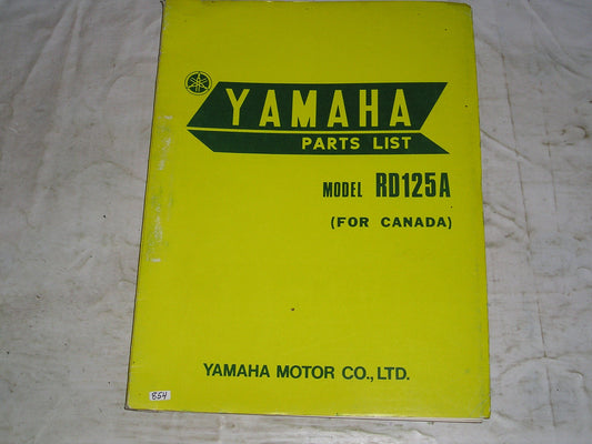 YAMAHA RD125 A 1974 Parts List / Catalogue 489-28198-HO #854