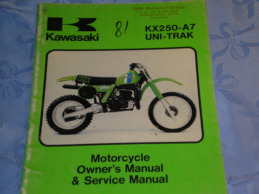 KAWASAKI KX250 A7 Uni Trak 1981 Owner's & Service Manual  99963-0042-01  #50