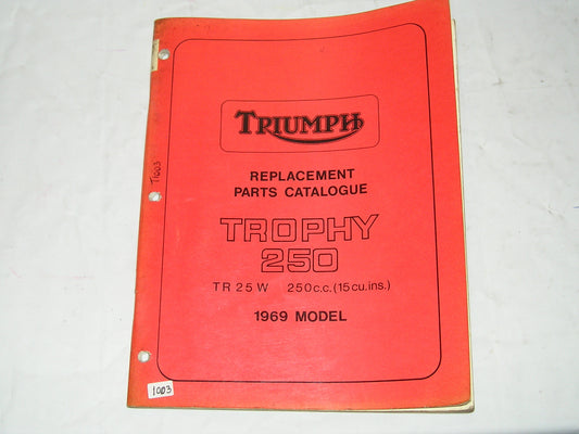 TRIUMPH Trophy 250 TR25W 1969 Parts Catalogue SPC.10 #E3