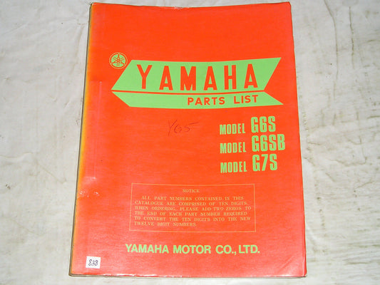 YAMAHA G6 G6S G6SB G7 G7S  1972  Parts List  232-60  #838