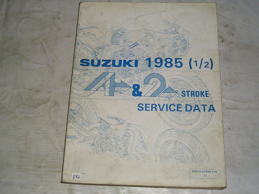 SUZUKI 1985 (1/2) ALT CP CX CY DR DS FA JR GN GS GSX GV LT RG RM TS VS 4 & 2 Stroke Service Data / Manual 99510-01850-01E #582