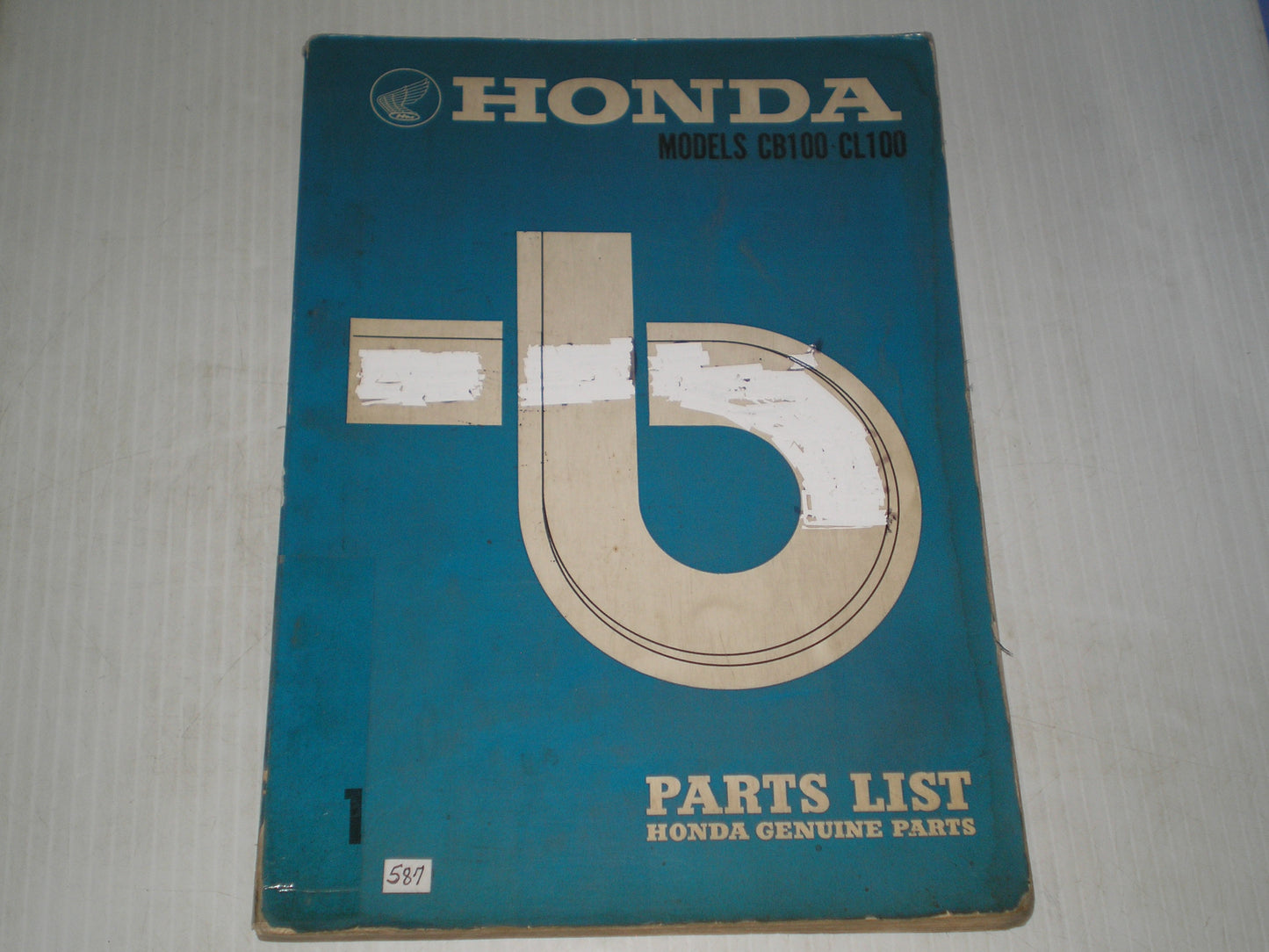 HONDA CB100  CL100 1970  Factory Parts List   #587