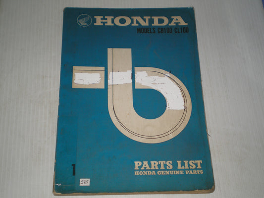 HONDA CB100  CL100 1970  Factory Parts List   #587