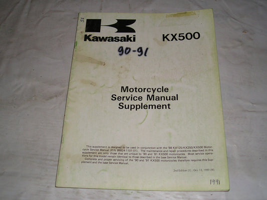 KAWASAKI KX500  E2 E3 1990 1991  Service Supplement Manual  99924-1132-52  #58
