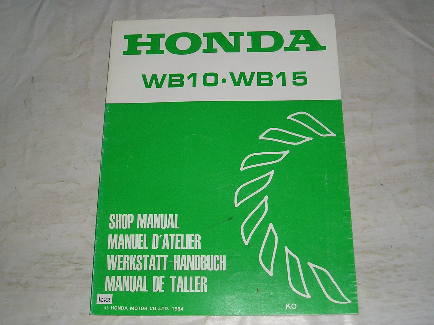 HONDA WB10 WB15 K0 1985 Water Pump  Service Manual  66YB060  #1023