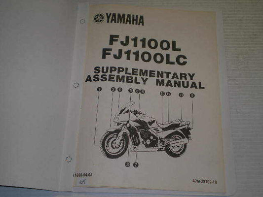 YAMAHA FJ1100 L LC 1984  Supplementary Assembly Manual  47M-28107-10  LIT-11666-04-08  #107.1