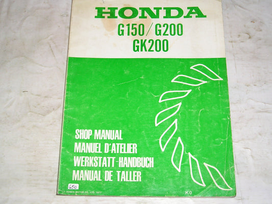 HONDA G150 G200 GK200 1978 General Purpose Engine Service Manual  6688301  #650