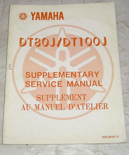 YAMAHA DT80J  DT100J  1982  Service Supplement Manual  2G9-28197-71  #673