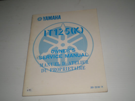 YAMAHA IT125K IT125 K 1983 Service Manual 3R9-28199-74 #683