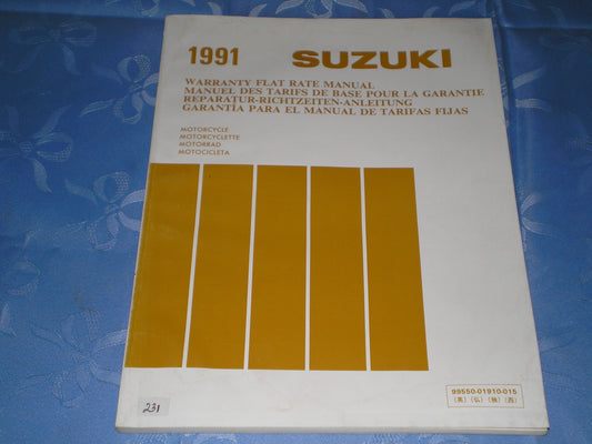 SUZUKI 1984-1991 Warranty & Flat Rate Manual 99550-01910-015 #231