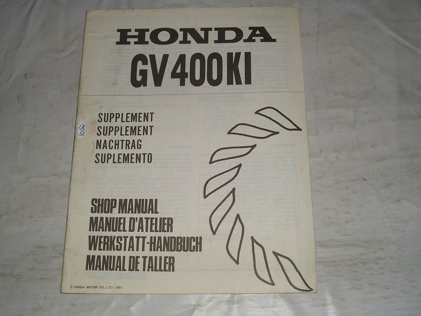 HONDA GV400 KI 1981 Engine  Service Manual Supplement  6689I00Z  #1050