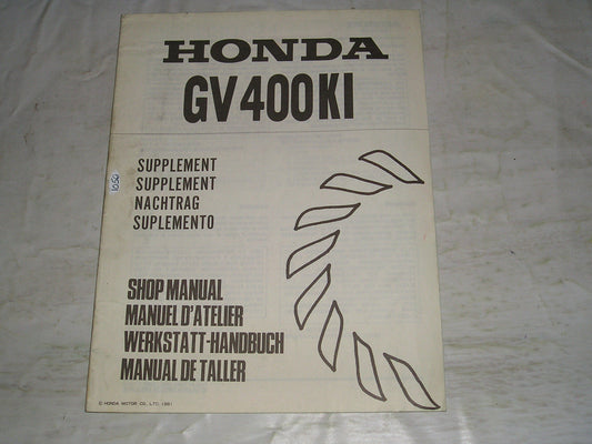 HONDA GV400 KI 1981 Engine  Service Manual Supplement  6689I00Z  #1050