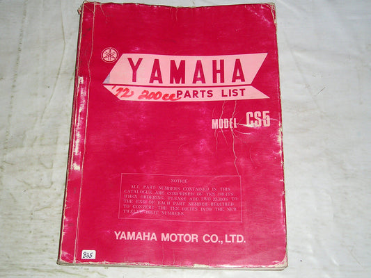 YAMAHA CS5 1972  Factory Parts List  337-60   #835