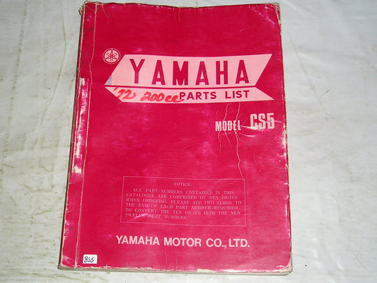 YAMAHA CS5 1972 Factory Parts List 337-60 #835