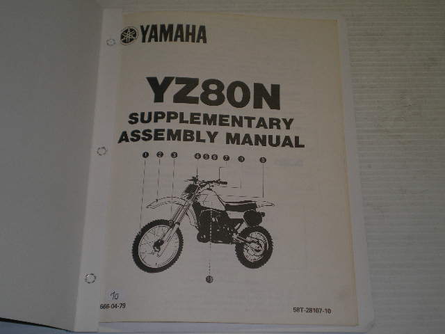 YAMAHA YZ80 N 1985 Supplementary Assembly Manual  58T-28107-10  LIT-11666-04-79