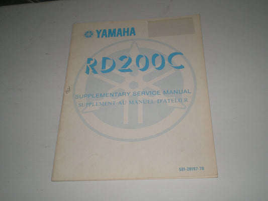 YAMAHA RD200C RD200 C 1976 Service Supplement Manual 581-28197-70 #712