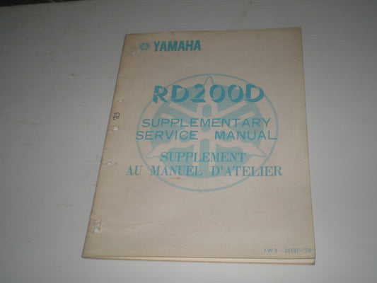 YAMAHA RD200D RD200 D 1977 Service Manual Supplement 1W9-28197-70 #713