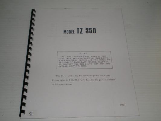 YAMAHA TZ350 1973  Parts List / Catalogue  LIT-10013-83-01  #71