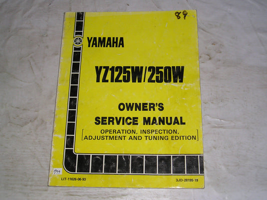 YAMAHA YZ125W  YZ125 W  YZ250W  YZ250 W  1989  Service Manual  3JD-28199-19  LIT-11626-06-93  #799