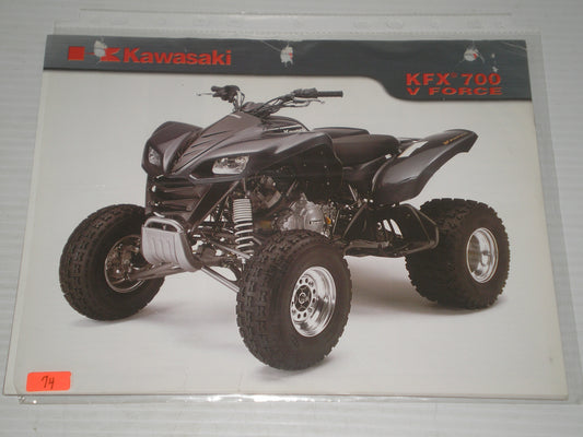 KAWASAKI ATV KFX 700 V FORCE SALES BROCHURE # 74