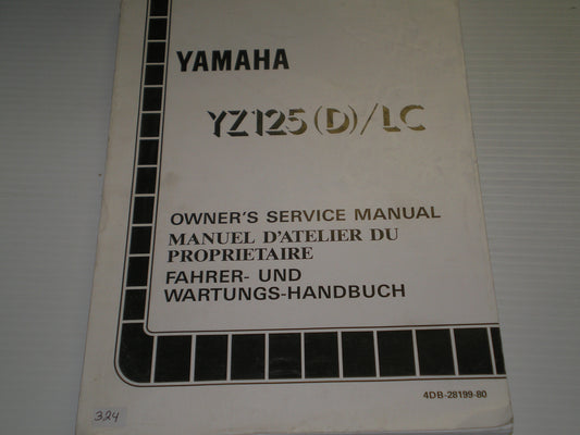 YAMAHA YZ125 (D) LC 1992  Owner's Service Manual  4DB-28199-80  #400