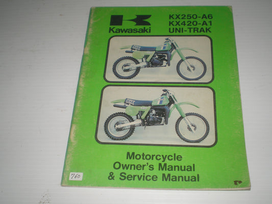 KAWASAKI KX250 A6   KX420 A1  Uni-Trak 1980  Owner's & Service Manual 99963-0030-01  #760