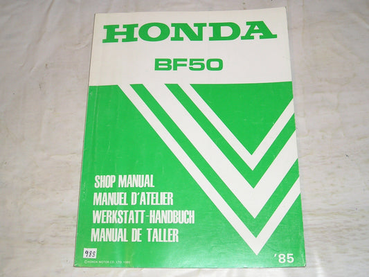 HONDA BF50 1985 Outboard Motor Service Manual 66ZV100 #988