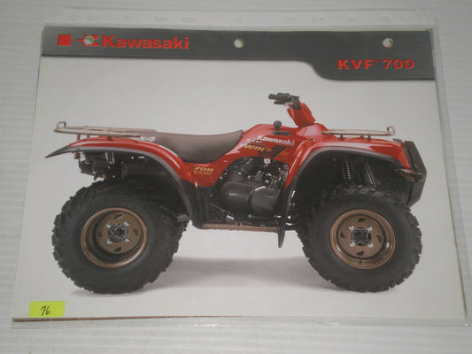 KAWASAKI KVF 700 ALL TERRAIN VEHICLE SLES BROCHURE # 76