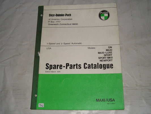 PUCH GN  Maxi  Maxi-Luxe   Sport  Sport MKII  Newport  1978 1979  Parts Catalogue  907.1.71.857.4  # 936