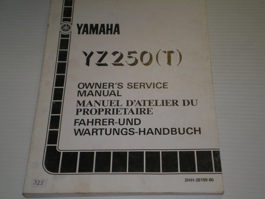 YAMAHA YZ250 T 1987  Owner's Service Manual  2HH-28199-80  #325