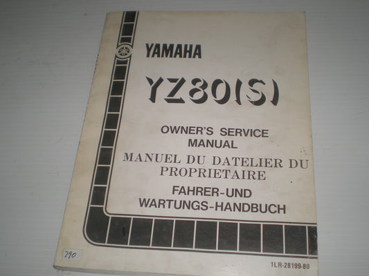 YAMAHA YZ80S  YZ80 S 1986  Service Manual  1LR-28199-80  #790