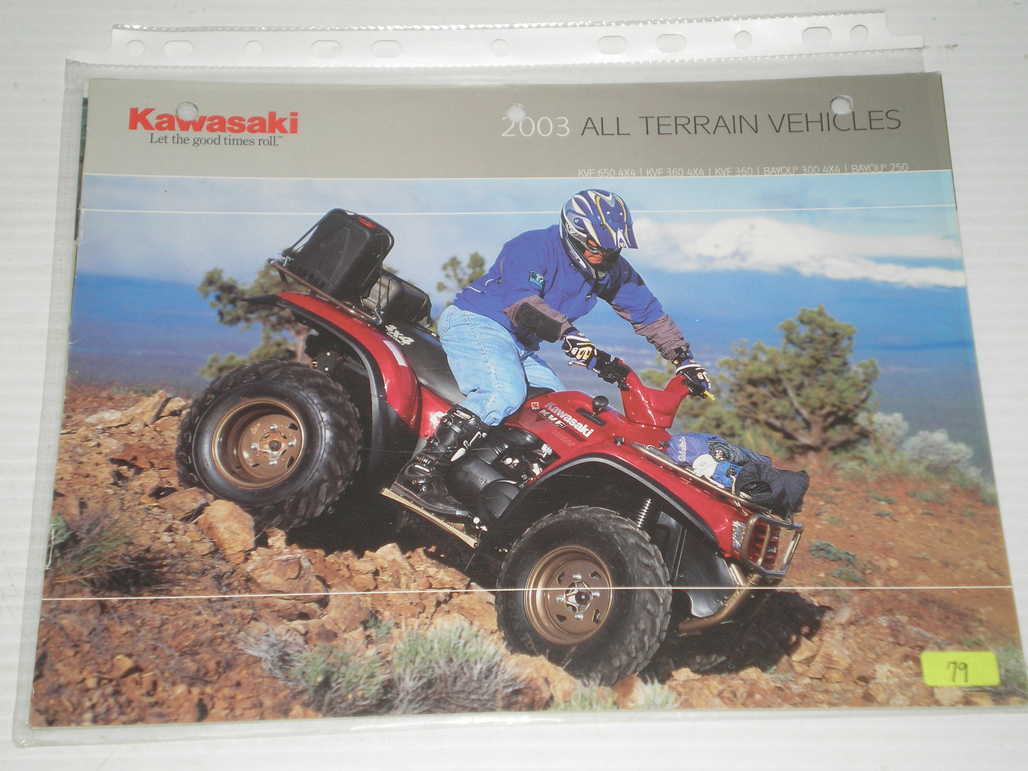 KAWASAKI  2003 ALL TERRAIN VEHICLE SAES BROCHHURES  # 79