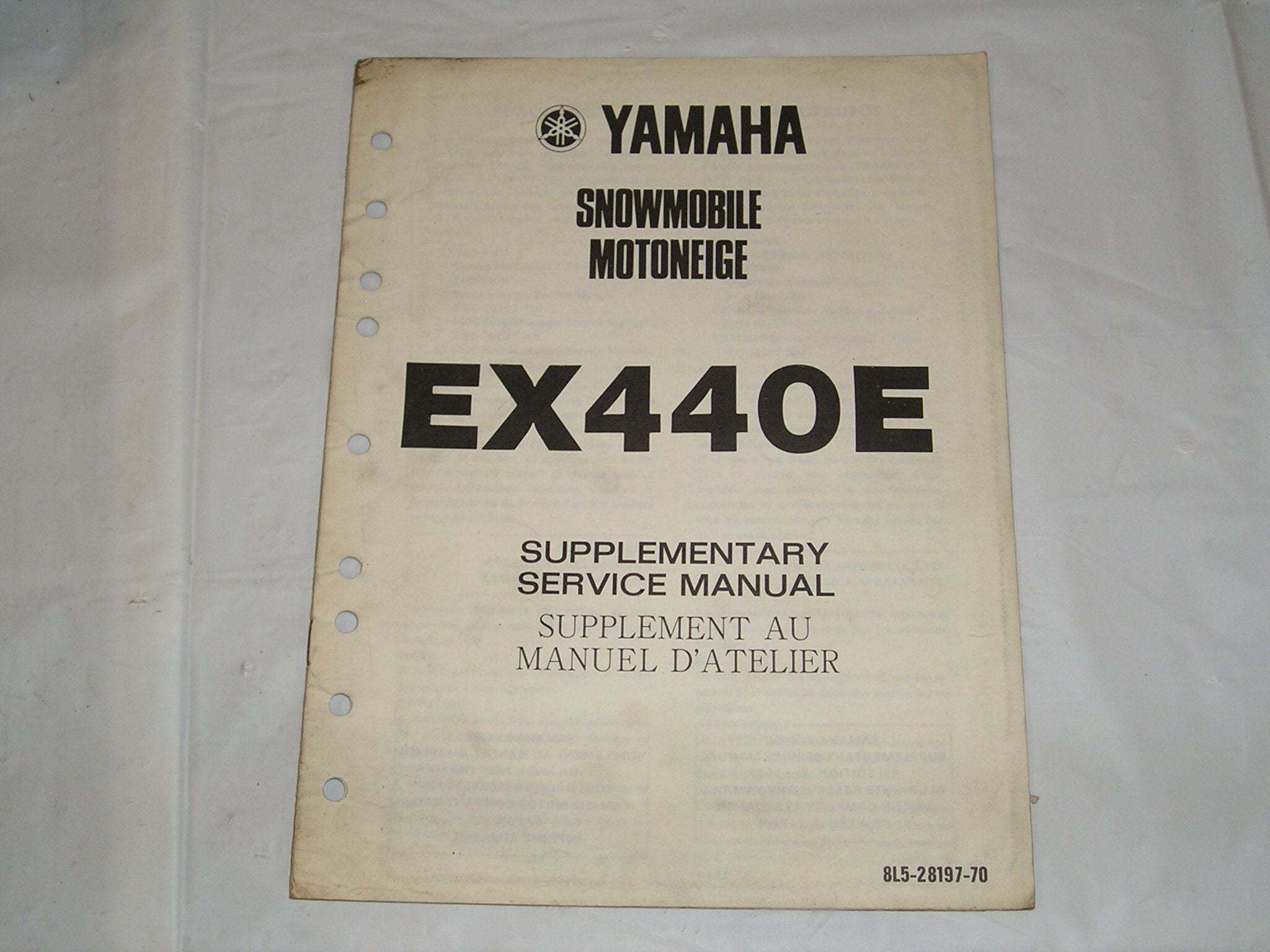 YAMAHA EX440 E EX440E Exciter 1981 Service Manual Supplement 8L5-28197 ...