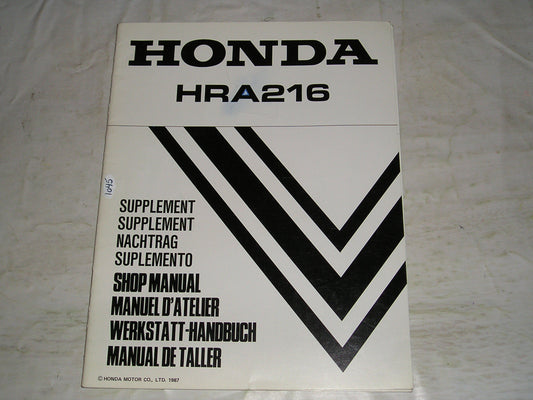 HONDA HRA216 1988  Lawnmower  Service Manual Supplement  66VB300Z  #1045