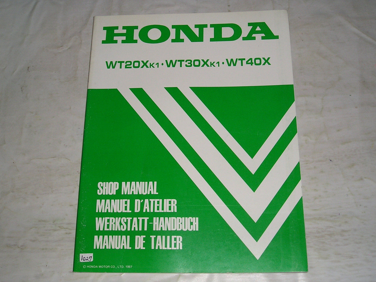 HONDA WT20X WT30X K1  WT40X 1988  Trash Pumps  Service Manual  66YB800  #1027