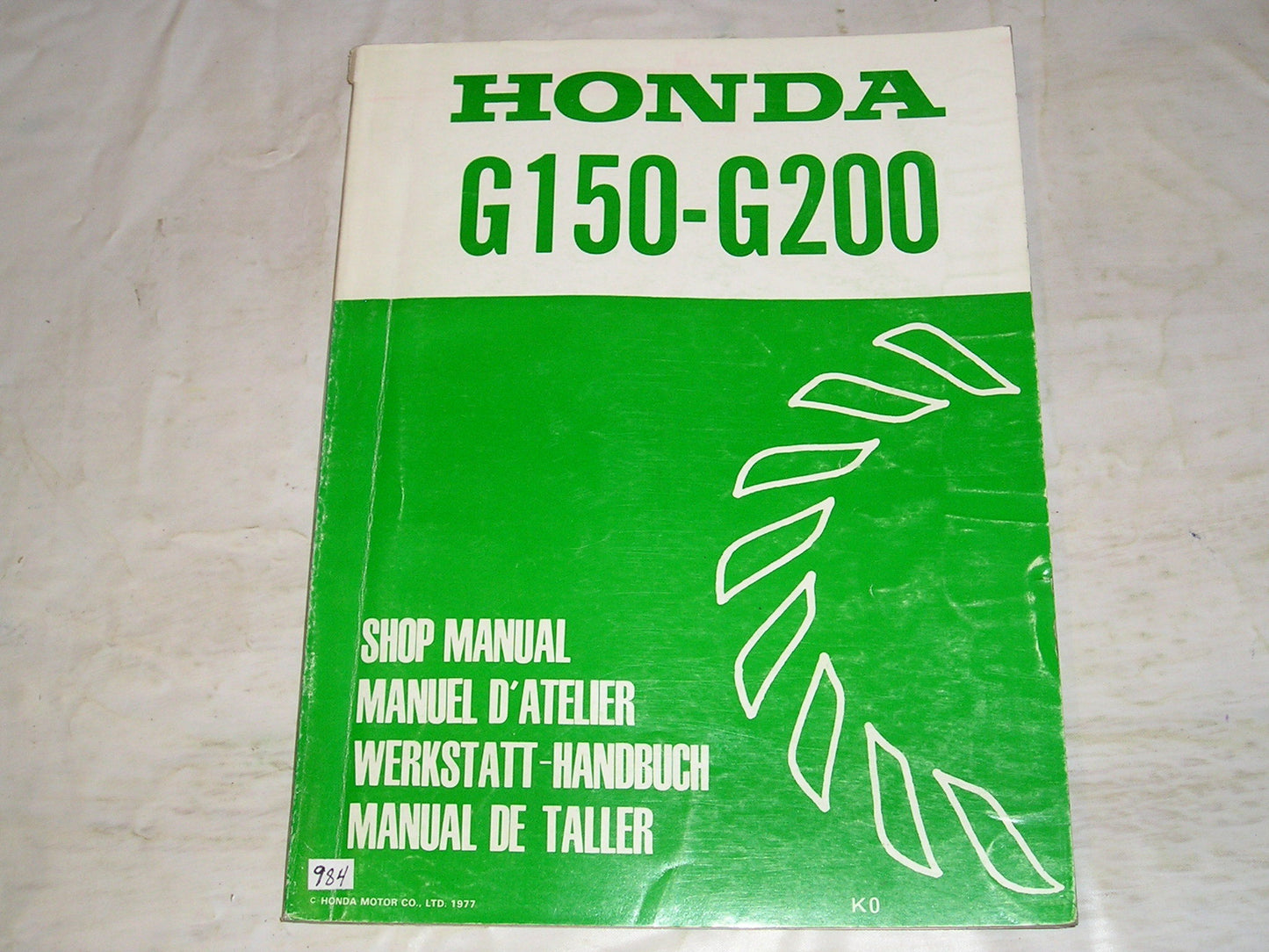 HONDA G150  G200  K0 1978  General Purpose Engine Service Manual  6688301  #984