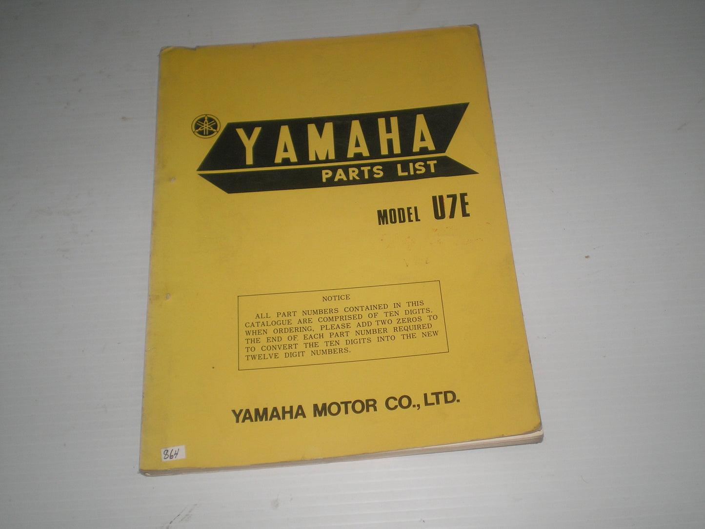 YAMAHA U7E  U7 E  V75E V75 E  1972  Parts Catalogue / List  339-60  #864