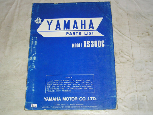 YAMAHA XS360 C 1976 Parts List / Catalogue 1L9-28198-60 LIT-10011-L9-00 #866