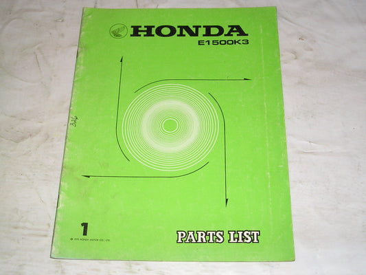 HONDA E1500 K3 1975 Generator Power Equipment  Parts List  2487631  A10007505  #326.1