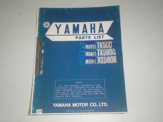 YAMAHA TX500 A XS500 B 1974-1975 Parts List / Catalogue 371-28198-62 LIT-10013-71-02 #870