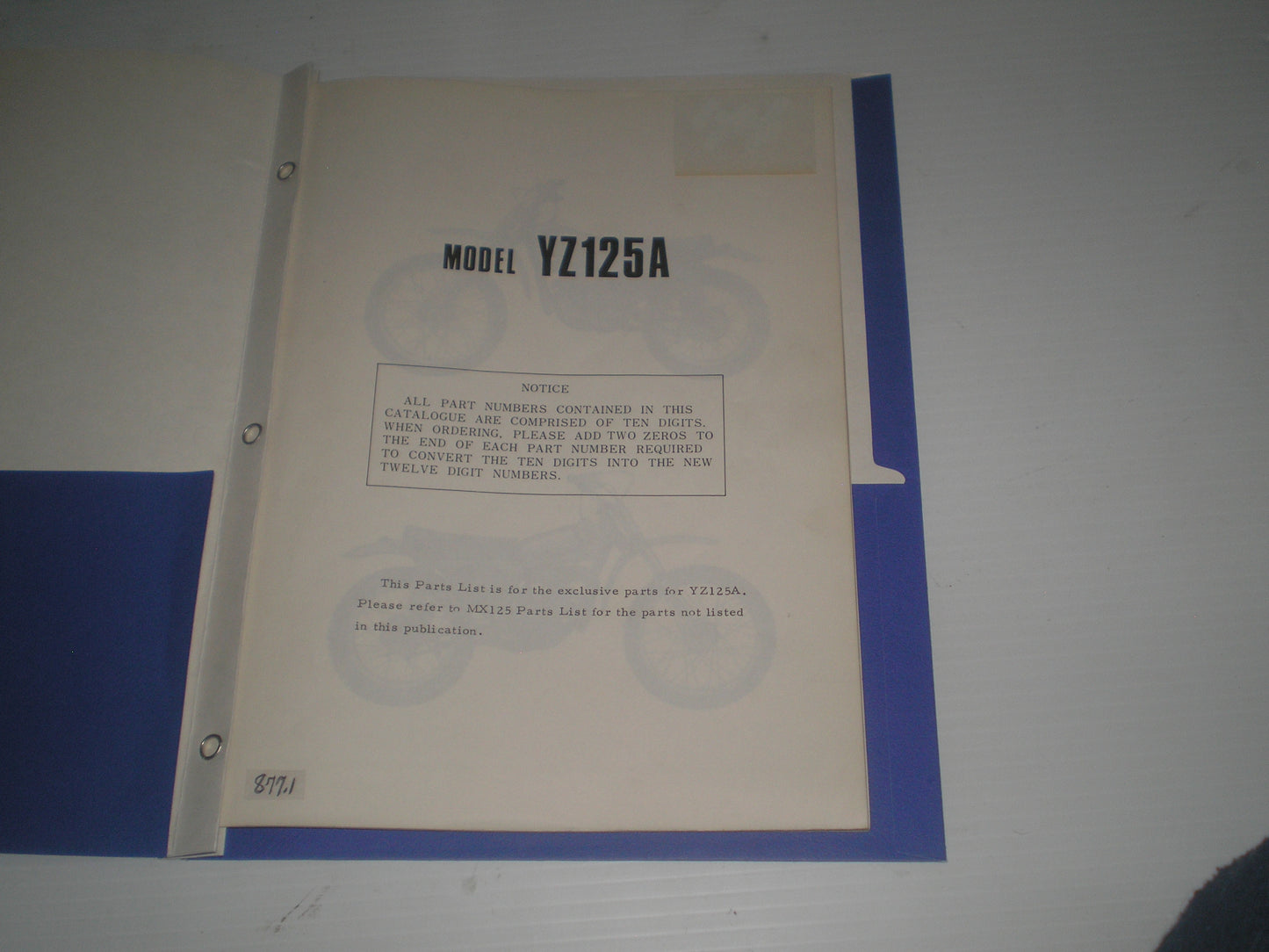 YAMAHA YZ125A  YZ125 A  1974  Parts Catalogue / List Supplement  453-80  LIT-10014-53-00  #877.1