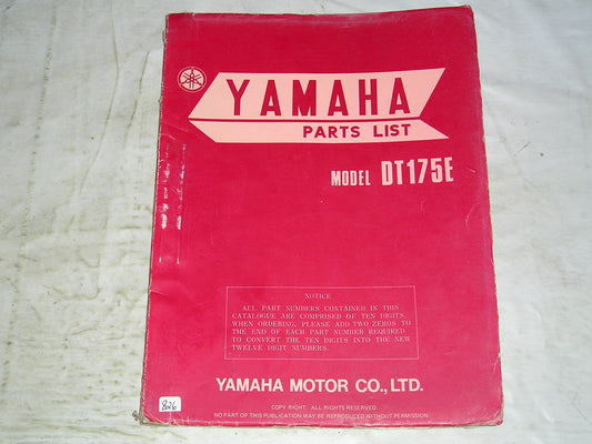 YAMAHA DT175 E  1978  Parts List / Catalogue   2A7-28198-60  LIT-10012-A7  #826