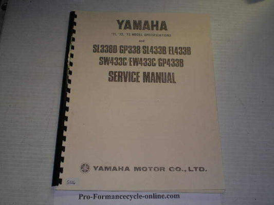 YAMAHA SL338 GP338 SL433 EL433 SW433 EW433 GP433 1971-1973 Service Manual #S126