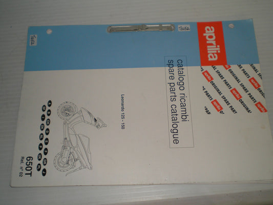 APRILIA Leonardo 125 & 150 Parts Catalogue 650T Rel. No 2 #E93